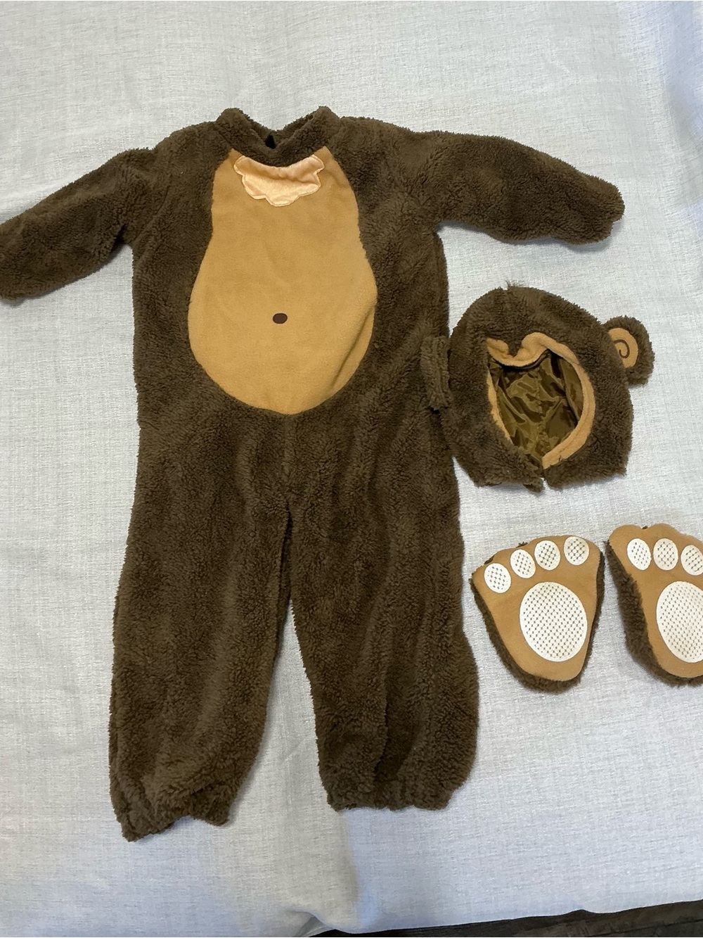 Baby Toddler Monkey Costume Plush Jumpsuit Hood Booties Halloween Cosplay